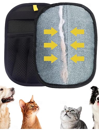  gants antistatiques pour poils d'animaux, gants de toilettage réutilisables pour animaux de compagnie pour le lavage, gants de toilettage double face pour chats et chiens pour l'élimination des poils