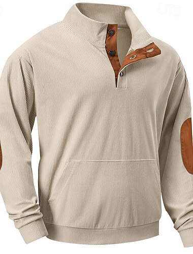  Hombre Sudadera Albaricoque Negro Verde Ejército Marrón Gris Claro Cuello Mao Bloque de color Retazos Bolsillo Deporte Diario Festivos Poliéster Pana Ropa de calle Básico Casual Primavera Otoño Ropa