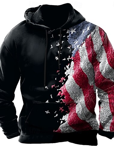  Självständighetsdagen Herr Flagga Amerikanska amerikanska flaggan Huvtröjor Tröja Huvtröja Huvtröja Rund hals Ledigt Grafiskt tryck Helgdag Jakt Svart 1 Svart Snörning Grafisk Höst Vinter Designer