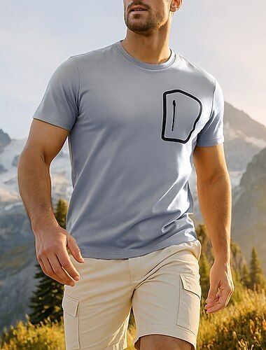  Men's T shirt Hiking Shirt Hiking top Short Sleeve Crew Neck Tee Tshirt Top Outdoor Breathable Quick Dry Lightweight Polyester Blue Apricot Grey Tennis Golf Running