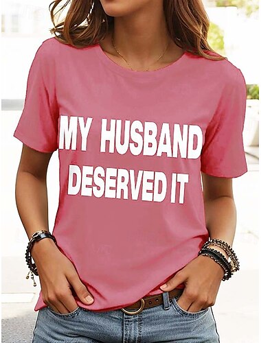  Damen T-Shirt aus 100 % Baumwolle, Vintage, stylisch, klassisch, kurzärmlig, Rundhalsausschnitt, normale Oberteile, alltagstauglich, schwarz, rosa, blau, grau, Frühling, Herbst, Winter, Sommer