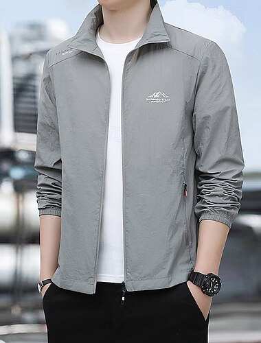 Hombre Chaqueta para correr Chaqueta para exteriores Full Zip Manga Larga Abrigos Deportivo Protección Solar Transpirable Secado rápido Ligero Tenis Golf Corriendo Ropa de deporte Ropa de Deporte