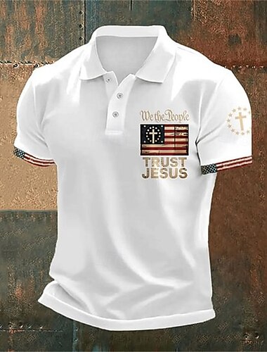  4 juillet 2026, 250e anniversaire Homme Drapeau Américain Polo Polos à Boutons Chemise de golf Manche Courte Polos Revers Mode Occasionnel Quotidien Festival Imprimé Été Bleu Blanche Rouge