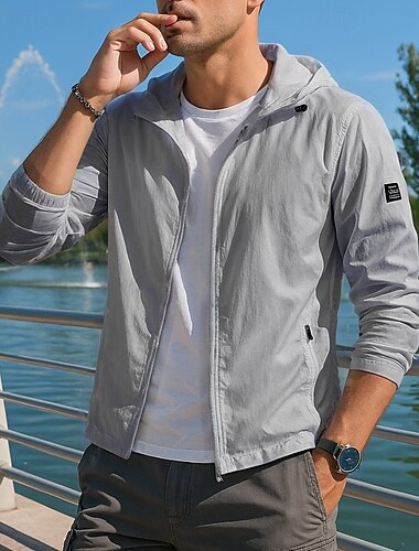  Herren Laufjacke Outdoorjacke Vollreißverschluss Langarm Oberbekleidung Sportlich Sonnenschutz Schnelltrocknend Leicht Atmungsaktiv Tennis Golfspiel Laufen Sportbekleidung Sportkleidung Einfarbig