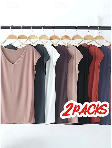  Femmes Débardeur caraco Couleur Unie Uni Quotidien Sans manches Col en V Hauts Réguliers Blanc et bleu Blanc et rouge Rouge / noir Vert / Rouge Blanc et rose Printemps, Automne, Hiver, Été