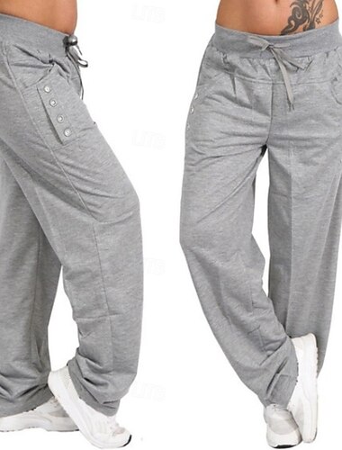  Dam Byxor Streetwear Ledigt Fullängd Naturlig Slät Ficka Elastisk dragsko-design Bekväm Utomhus Utomhus Semester Helgdag Mörkgrå Svart Mörk marin Ljusgrå Höst Normal