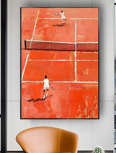  Picturi în ulei pe pânză cu teren de tenis roșu pictate manual de Mintura, imagine de artă abstractă modernă pentru perete, pentru decorarea casei, gata de agățat, cu ramă întinsă