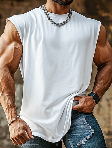  Homens Malha Íntima Top de colete Camiseta Interior camisa sem manga Sem Manga Gola Redonda Verão Tecido Moda Designer Esportivo Clássico Puro Férias Rua Casual Preto Branco Rosa Top Tee para Homens