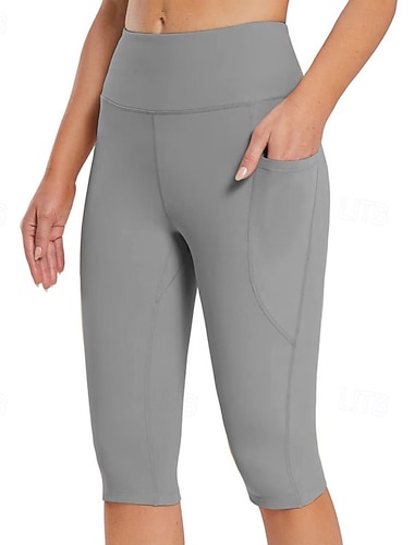  Dame Capri-bukser Bukser Anti gnagshorts Koselige leggings Fritid Kalv lengde Naturlig عادي Lomme Elastisk midje comfy Bekvem Ferie Helg Grå Svart Hvit Mørk Marineblå Høst Normal