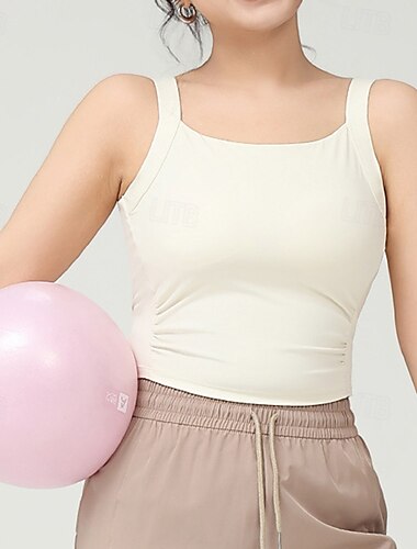  Damen Yoga-BH Panzer Pilates-BH Unterwäsche Hohe Wirkung Hohe Stützen Atmungsaktiv Bürgellos Gefüttert Einfarbig Sport Sportkleidung Schwarz Weiß Fitnessstudio Pilates Laufen