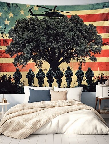  Tapiz colgante del 4 de julio Árbol de la vida Arte de pared patriótico del Día de la Independencia Gran decoración mural Fotografía fondo para el hogar dormitorio decoración de sala de estar