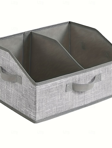 Bolsa organizadora de almacenamiento de ropa plegable con divisores, caja de cajón de armario plegable y engrosada para ropa interior y ropa, contenedor de almacenamiento de tela con múltiples asas