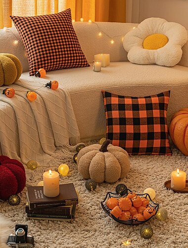  ハロウィンかぼちゃの枕カバー - リビングルームのソファ用のお祝いのクッションカバー、休日の雰囲気の装飾、かぼちゃをテーマにした枕カバー