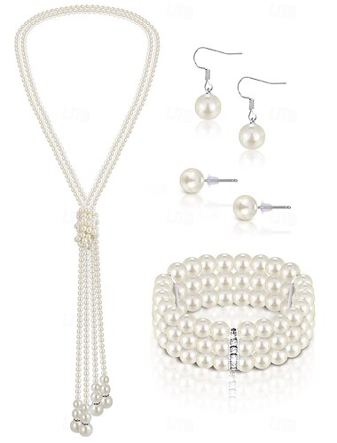  Brautschmuck-Sets 1 Perle 1 Armband Ohrringe Halskette Damen Stilvoll Luxus Niedlich Freude Schmuck-Set Für Party-Abendmode
