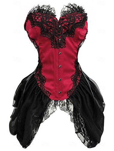  Vintage Rococò Punk & Gotico Corsetto Overbust Bustino Guaina modellante Pirata Pizzo Per donna Fantasia Halloween Carnevale San Valentino Festa / Sera Balli di fine anno Adulti Reggiseni Intimo