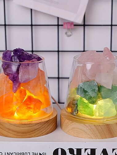  Diffusore di pietra aromatica in cristallo naturale, 1 pezzo, ciotola smagnetizzante, lampada, ornamento, luce notturna, regalo per la casa, camera da letto, olio essenziale non incluso