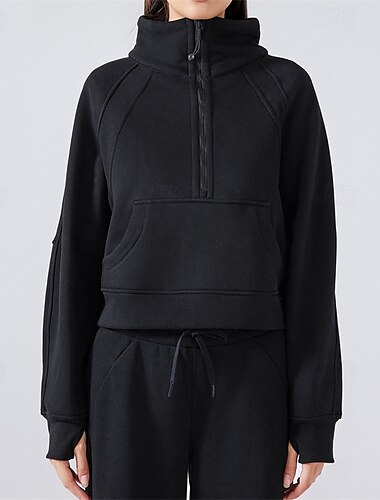  Damen Sportjacke Stehkragen Winddicht Warm Reißverschluss Langarm Sport Einfarbig Jacke Für Pilates Laufen Yoga Sportkleidung