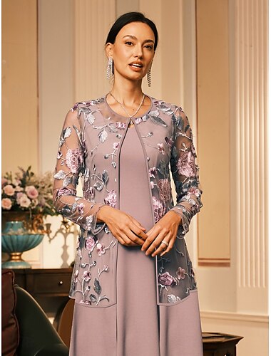  dames vest kant geborduurd elegant bloemen formeel normaal ronde hals losse pasvorm lange mouw bovenkleding grijs roze zomer lente