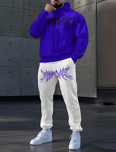  Férfi Grafika 2db 3D pulóver készletek Tracksuit Kapucnis pulóver Hosszú ujj Hosszú nadrág Kapucni Alkalmi Napi Sportruházat 3D nyomtatás Tavasz Ősz Tél Robin Tojáskék