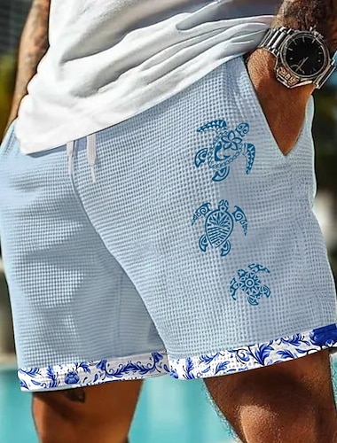  Herr Havsvarelser Havssköldpadda Våffelshorts Svett shorts Casual shorts Medium Midja Hawaiisk Semester Joggning Träningspass Elastisk dragsko i midjan Shorts med fickor Designer Kläder