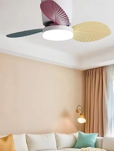  moderner 3-Blatt-LED-Deckenventilator mit ABS-Blattlosem Gleichstrommotor, Frequenzumwandlung, Eisen, Fernbedienung, 110 V-220 V