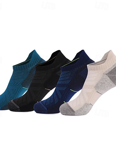  1 Par Hombre Mujer calcetines de lana merino Calcetines para correr Mantiene abrigado Transpirable Anti ampollas Grueso Al aire libre tobillo Retazos Lana Merina Azul marinero Negro Blanco para Esqu