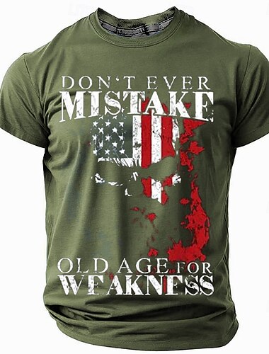  Amerikanischer Unabhängigkeitstag Herren Coole Totenköpfe Amerikanische US-Flagge T Shirt Kurzarm T-Shirt 3D-Druck Rundhalsausschnitt Hemd Mode Täglich Basic Straße Lässig Täglich Schwarz Blau Grün