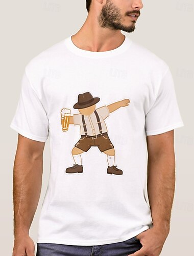  Oktoberfest Bier Lederhosen-Print T-Shirt Bayerisch München Deutsch Grafik Für Herren Erwachsene Karneval Oktoberfestbier Heißprägen Party Alltagstauglich