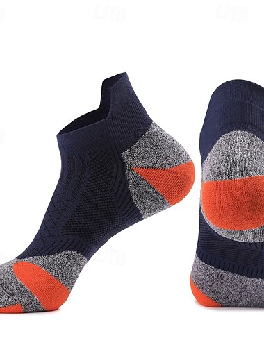 1 Par Mujer Calcetines para correr Transpirable Anti ampollas Reductor del Sudor Antibacteriano Al aire libre tripulación de cuarto Retazos Algodón Violeta Negro Blanco para Esquí Corriendo Camping