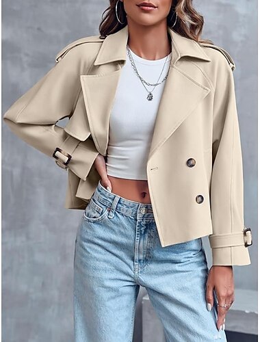  Γυναικεία Casual Jacket Άνετο Αναπνέει Φερμουάρ Τσέπη Μοντέρνα Καθημερινό Σκέτο Διακοπές Δρόμος Causal Καθημερινά Ρούχα Μονόπετο Κοντό Απορρίπτω Κανονικό Μακρυμάνικο Εξωτερικά ενδύματα