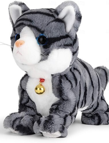  インタラクティブ電子ぬいぐるみ - LEDライト付き目アニメーションサウンドコントロール電子ペットロボット猫子猫おもちゃ男の子へのギフト &女の子、子供、誕生日、クリスマス