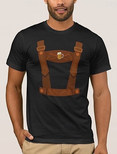  Oktoberfest Lederhosen-Print T-Shirt Bayerisch München Deutsch Grafik Für Herren Erwachsene Karneval Oktoberfestbier Heißprägen Party Alltagstauglich