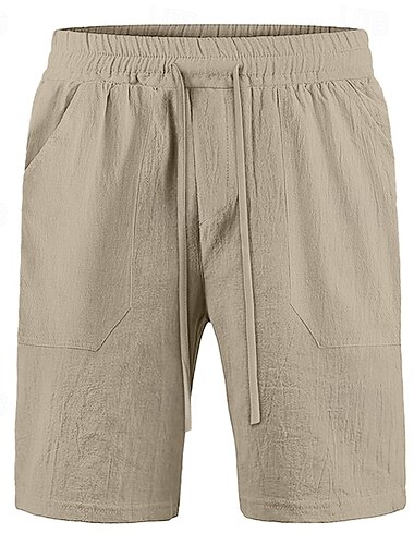  Herren Shorts Leinenshorts Sommershorts Strandshorts Tasche Kordelzug Elastischer Bund Einfach Komfort Atmungsaktiv Knielang Lässig Täglich Ferien Urlaub Klassicher Stil Schwarz Weiß