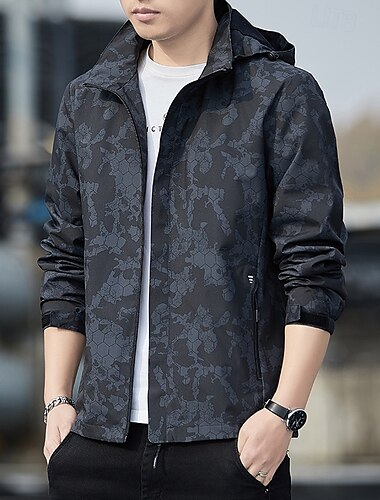  Herren Windjacke Wanderjacke Regenmantel Außen Wasserdicht Winddicht Wanderoutfits Wanderbekleidung Frühling Herbst Oberteil Camping / Wandern / Höhlenforschung Laufen Schwarz Blau Grau