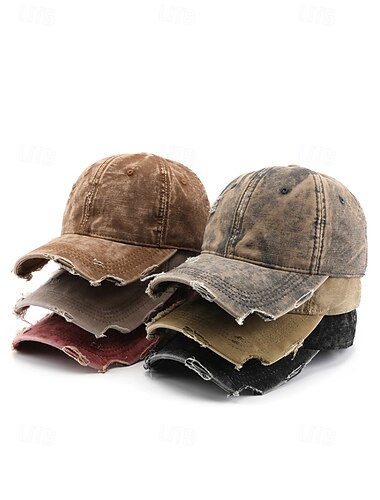  Herren-Baseballkappe im Vintage-Stil aus Denim im Used-Look – verstellbare Mütze aus gewaschener Baumwolle für Outdoor-Sport, Reisen und Freizeit