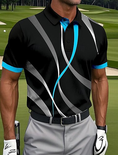 Herren Golf Linie Polo Sport-Poloshirts Kurzarm Polo-Shirts Hemden mit Kragen Lässig Athleisure Knöpfe Sommer Rote Blau Grün
