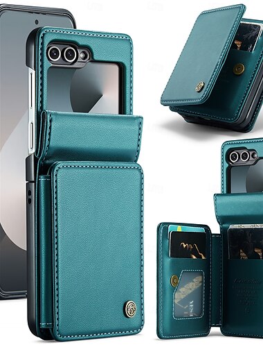  Handy Hülle Handyhüllen Für Samsung Galaxy Z Flip 6 Flip-Cover Ständer Stoßfest TPU PU-Leder