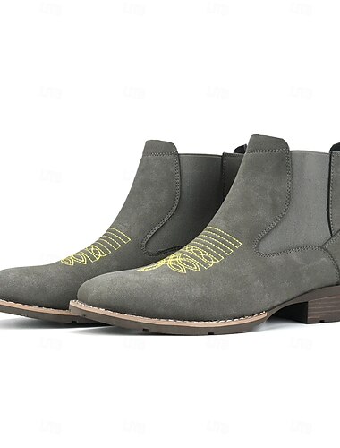  braune Chelsea-Stiefel für Herren mit gelben Nähten – bequemes Kunstleder-Design, perfekt fürs Büro, Freizeitveranstaltungen und Wochenendaktivitäten
