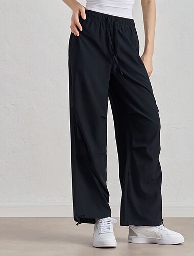  Damen Cargo-Hosen Hosen Hose Mode Streetwear Volle Länge Natürliche Taille Einfarbig Tasche Elastischer Bund Bequem Mikroelastisch Sport & Outdoor Alltagskleidung Schwarz Marinenblau Beige Frühling