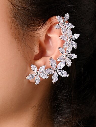  Damen Ohr-Stulpen Transparent Blume Kostbar Blumenform Mode Niedlich Süß Imitationsdiamant Ohrringe Schmuck Silber Für Hochzeit Party Arbeit Täglich Abschlussball 1 Stück