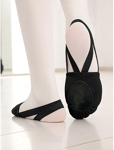  Beige Ballettschuhe aus Canvas für Damen – professionelle Tanzschuhe mit elastischen Riemen für Balletttraining und Studioauftritte