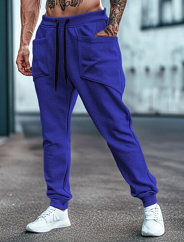  Herren Jogginghose Hose Kordelzug Elastischer Bund Mehrere Taschen Einfach Stickerei Komfort Atmungsaktiv Volle Länge Lässig Täglich Ferien Urlaub Sport Schwarz Weiß Dehnbar
