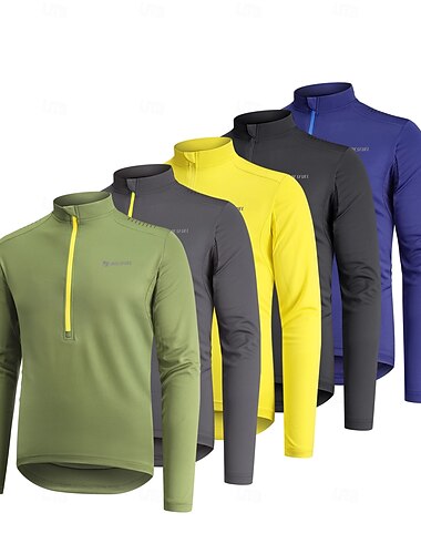  رجالي جورسيه الدراجة كم طويل الدراجة قمم مع 3 جيوب خلفية دراجة جبلية سريع جاف التنفس إمكانية يلف العرق رياضات أسود أصفر أخضر ملابس