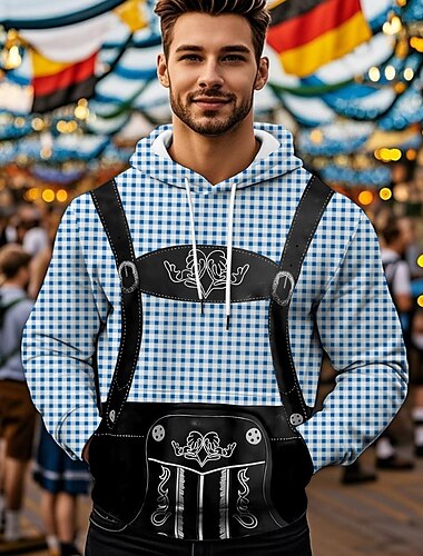  Oktoberfestbier Kapuzensweatshirt Druck Fronttasche Grafik Für Herren Erwachsene Karneval Oktoberfestbier 3D-Druck Urlaub Party
