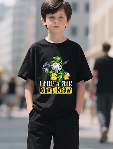  Jungen 3D Grafik T-Shirt Kurzarm Sommer Frühling Mode Basic Kinder 4-12 Jahre Rundhalsausschnitt Outdoor Lässig Täglich Normale Passform