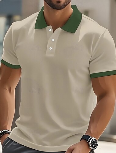 Herren Einfach Golfshirt Kurzarm Langarm Alltagstauglich Sport & Outdoor Athleisure Knöpfe Sommer Schwarz Rosa Grün