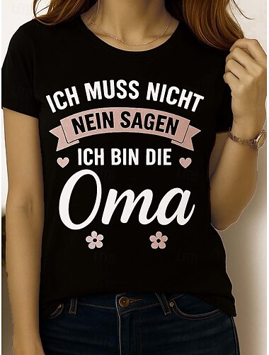  Damen T Shirt Grafik Buchstabe Vintage Stilvoll Klassisch Kurzarm Rundhalsausschnitt Rundhals Normale Oberteile Täglich Wochenende Druck Schwarz Rote Blau Sommer Frühling