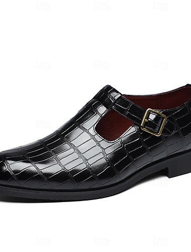  Zapatos de vestir sin cordones con estampado de cocodrilo para hombre: acabado brillante y llamativo con hebilla elegante, ajuste cómodo para negocios, eventos nocturnos y ocasiones formales.