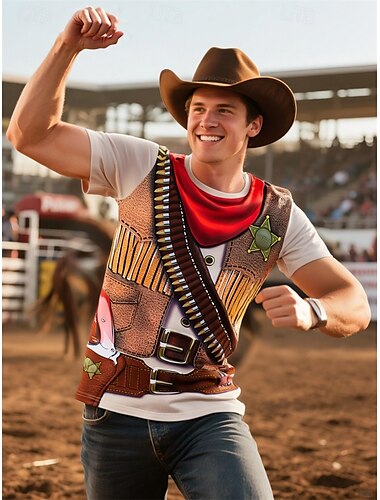  Oktoberfest Cowboy T-Shirt Bayerisch München Deutsch Grafik Für Herren Erwachsene Karneval Oktoberfestbier 3D-Druck Party Alltagstauglich