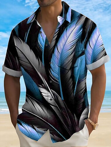  Herren Kokospalme Tropische Pflanzen Farbblockierung Hemd Sommer Hawaiihemd Knopfhemd Kurzarm Hawaiianisch Ferien Strandbekleidung Sommer Frühling Umlegekragen 3D-Druck Hemden mit Kragen Eine Tasche